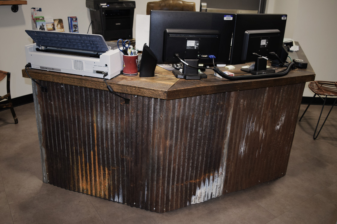 Corrugated Metal and Wood Desk