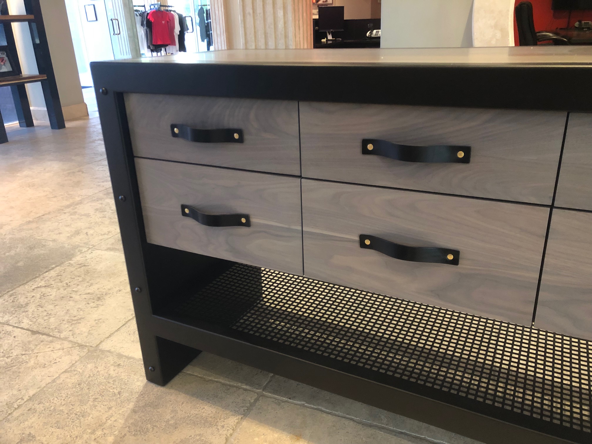 Strap drawer console table