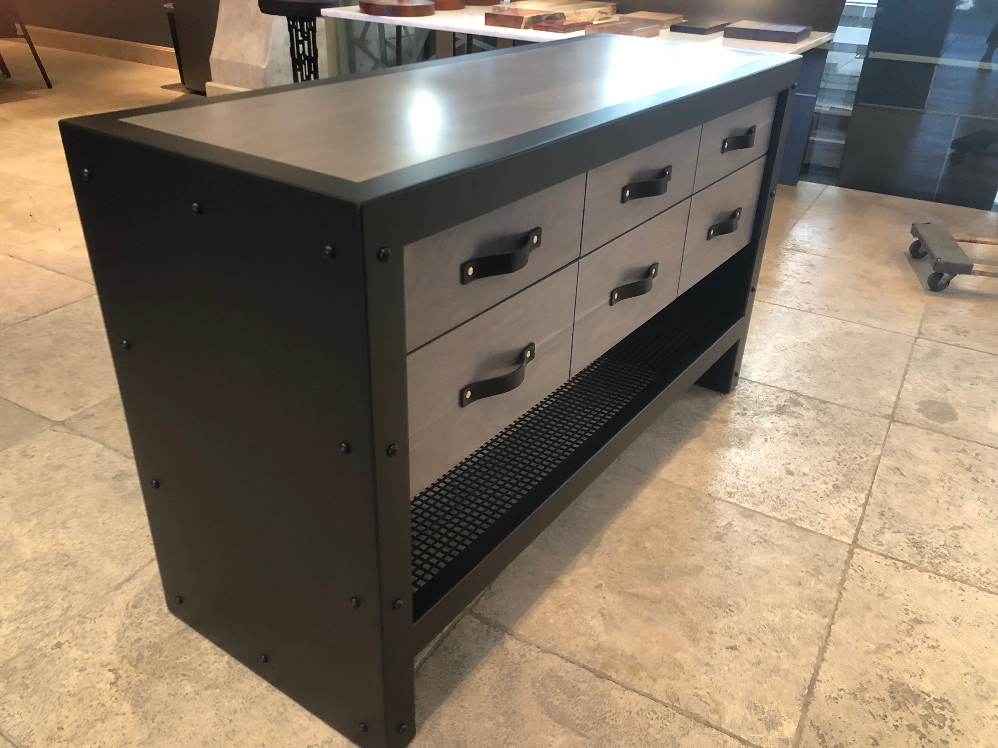 Strap drawer console table